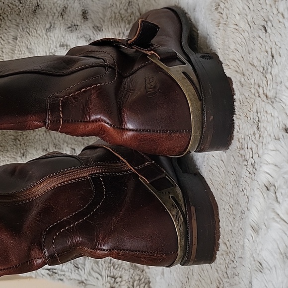 Ugg Austrailian Leather Channing Tall Riding Boots Brown Size 7 - Picture 4 of 7